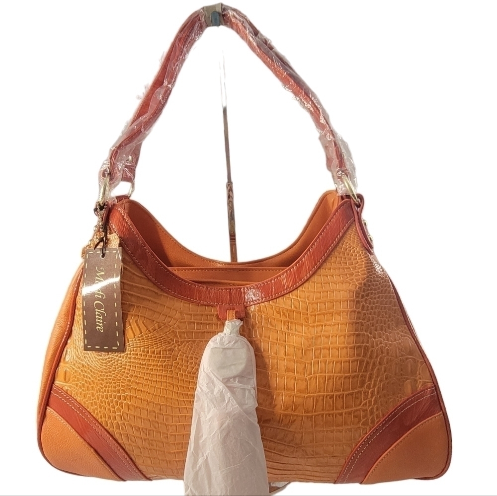 Madi Claire Croc Embossed Leather Shoulder Bag NWT